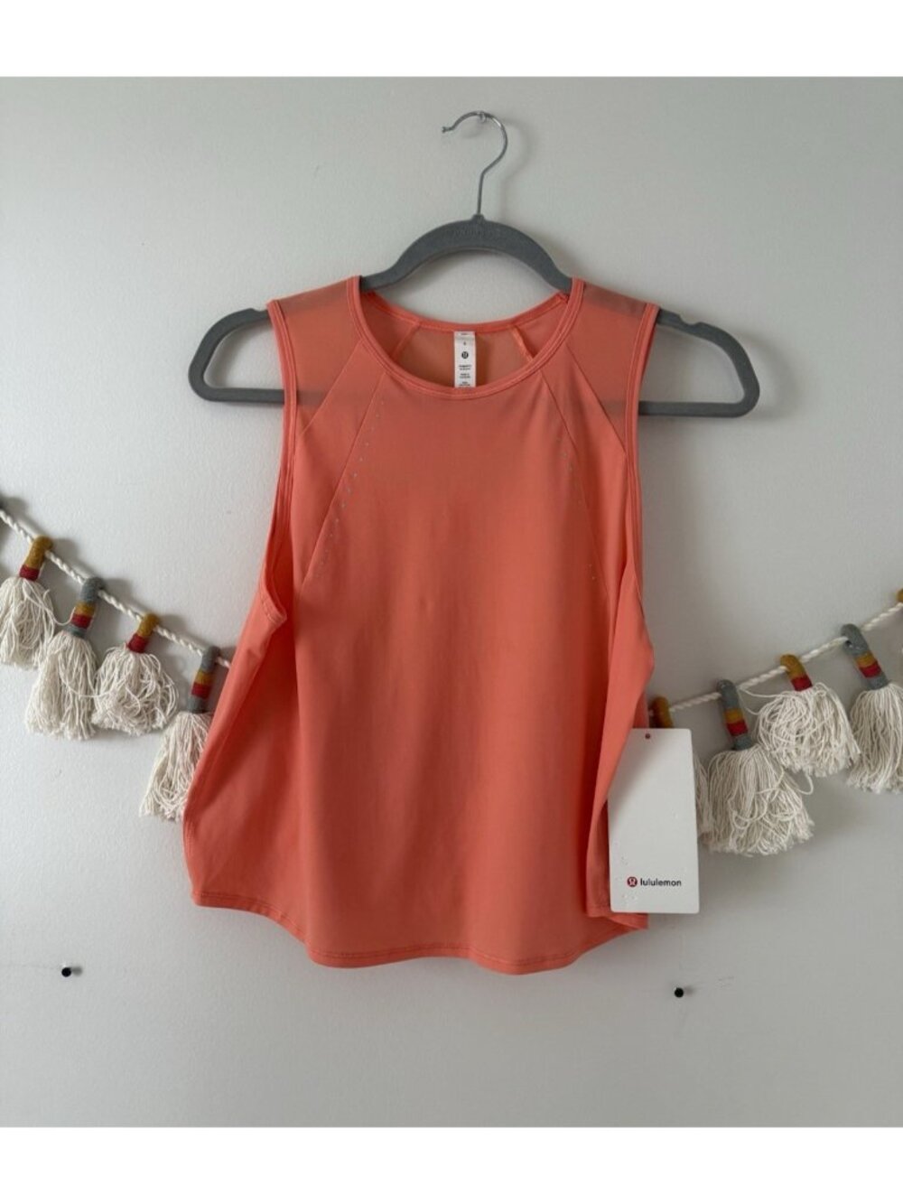 Lululemon Sculpt Cropped Tank Top Pleated Sun Orange Lightweight Run NWT 6